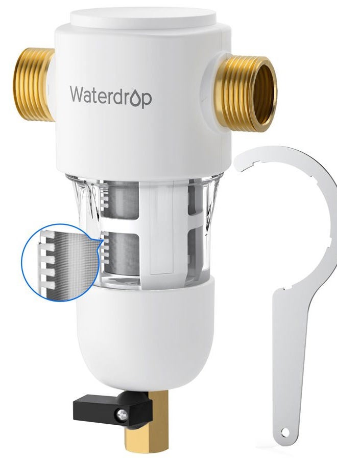 Waterdrop Spin Down Sediment Filter, Reusable Whole House Water Filter System, Flushable Pre-Filter System for City/Well Water, 50 Micron, 1"MNPT + 3/4" FNPT, WD-PF01 - Image 1
