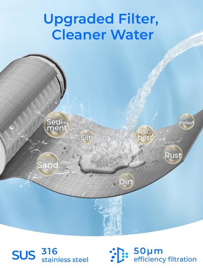 Waterdrop Spin Down Sediment Filter, Reusable Whole House Water Filter System, Flushable Pre-Filter System for City/Well Water, 50 Micron, 1"MNPT + 3/4" FNPT, WD-PF01 - Image 4