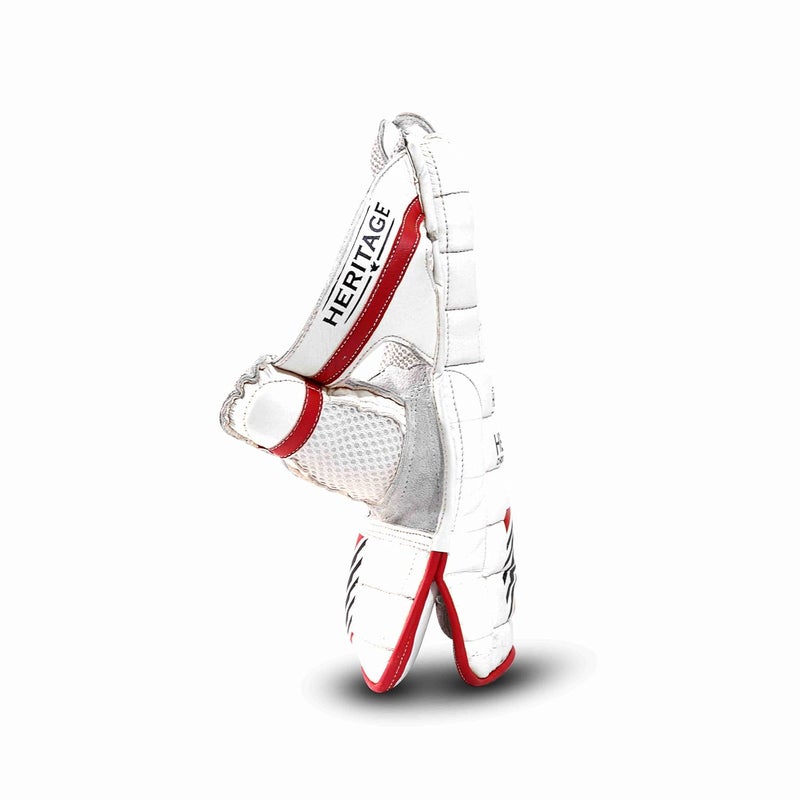 Heega Choice of Champion Polyurethane Heritage Cricket Wicket Keeping Gloves (White) (Men) - Image 3