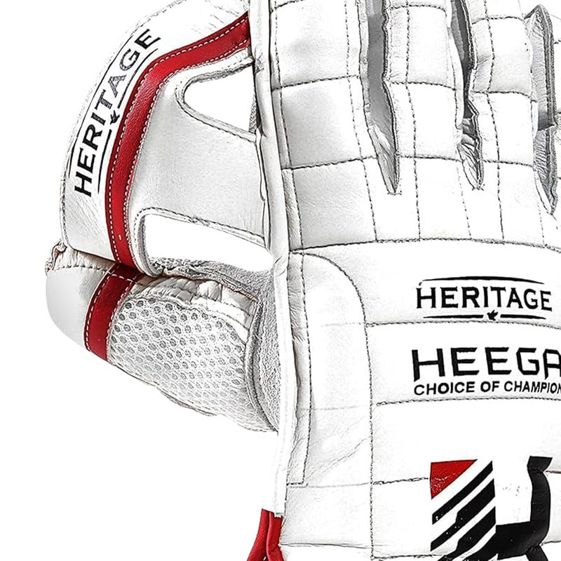 Heega Choice of Champion Polyurethane Heritage Cricket Wicket Keeping Gloves (White) (Men) - Image 5