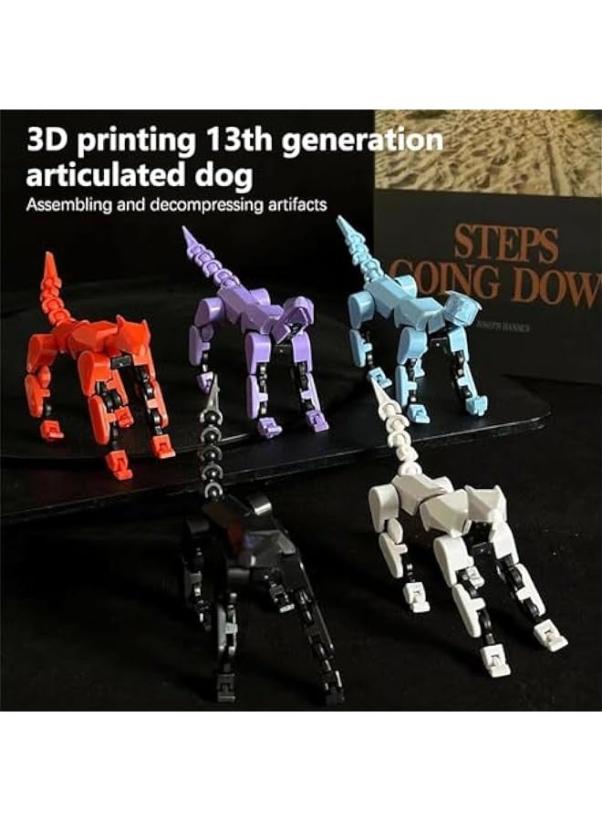 Robot Dog Action Figure, 3D Printed Dog Model, Multi-Joint Movable Robot Dog, PVC Model Full Body Mobile Robot Dog Desktop Decoration Ornament (Multicolor-5PC, One Size) - Image 3