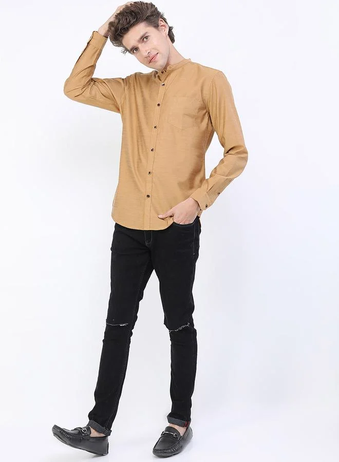 Ketch Mandarin Collar Slim Fit Casual Shirt by Styli