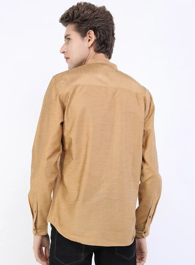 Ketch Mandarin Collar Slim Fit Casual Shirt by Styli