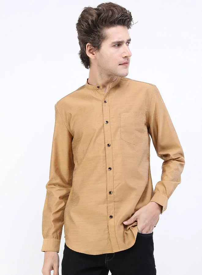 Ketch Mandarin Collar Slim Fit Casual Shirt by Styli