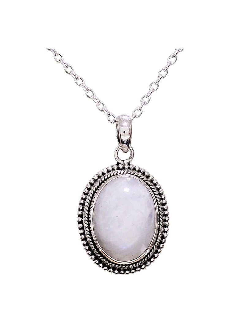 REBUY REBUY Moonstone Pendant Natural Crystal Healing Gemstone Pendant for Men & Women Color White & Blue, Lab Certificate  - Image 1