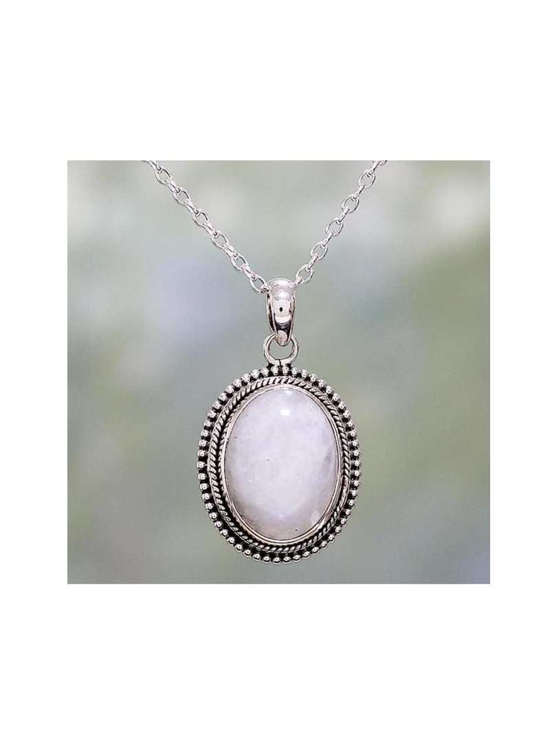 REBUY REBUY Moonstone Pendant Natural Crystal Healing Gemstone Pendant for Men & Women Color White & Blue, Lab Certificate  - Image 4