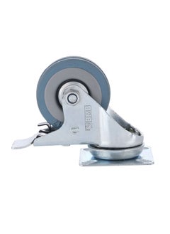 BMB tools 2-Piece 50mm Grey Rubber Caster - Swivel with Brake - Plate  - Image 2