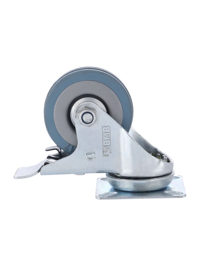 BMB tools 2-Piece 50mm Grey Rubber Caster - Swivel with Brake - Plate  - Image 2