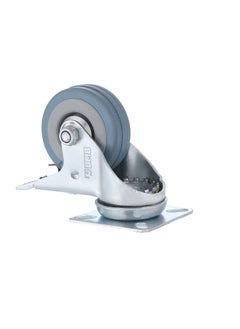 BMB tools 2-Piece 50mm Grey Rubber Caster - Swivel with Brake - Plate  - Image 3