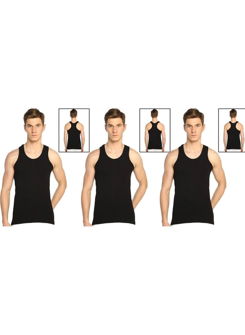 Belifanti Collection Men's Cotton 6-Piece Black Athlete Undershirt and 6-Piece Black Boxer 12 Piece Set  - Image 2