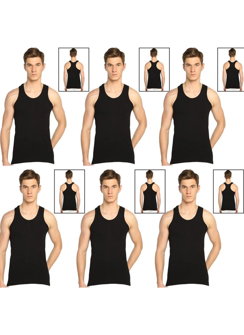 Belifanti Collection Men's Cotton 6-Piece Black Athlete Undershirt and 6-Piece Black Boxer 12 Piece Set  - Image 5