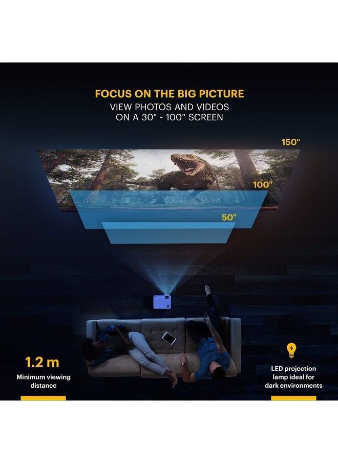FLIK X4 Home Projector | 4.0 LCD Compact Home Theater System Projects Up to 150” with 1080p Compatibility & Bright Lumen LED Lamp | VGA/AV/HDMI/USB/TF Inputs | Remote, Tripod & Carry Case