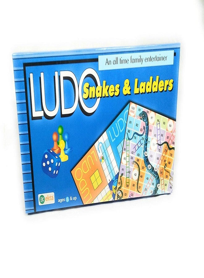 EKTA Ludo, Snakes & Ladders Best Size Laminated Hard Board Family Entertainer (Blue), Little Kid - Image 1