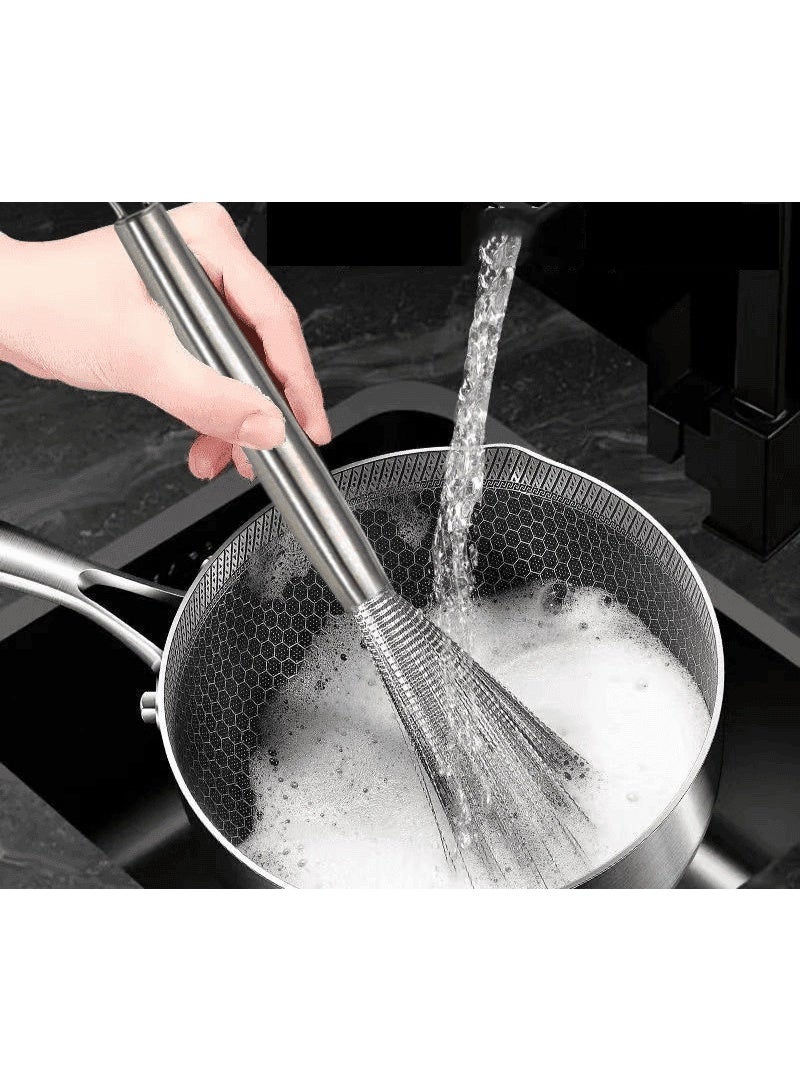 2 قطعة الفولاذ المقاوم للصدأ وعاء فرشاة تنظيف فرشاة, مطبخ متعدد الوظائف سلك الصلب المحدد فرشاة وعاء فرشاة, لا ضرر للوعاء, لا تساقط الشعر فرشاة تنظيف 24 سم - Image 2