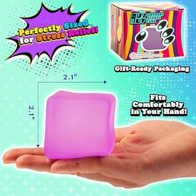 STRBOXONG Sensory Stress Cube High-Density Gel Filled Squishy Toy with Matte Texture for Kids & Adults, Stress and Anxiety Relief Fidget, Autism-Supportive, 1-Pack in Purple - Image 3