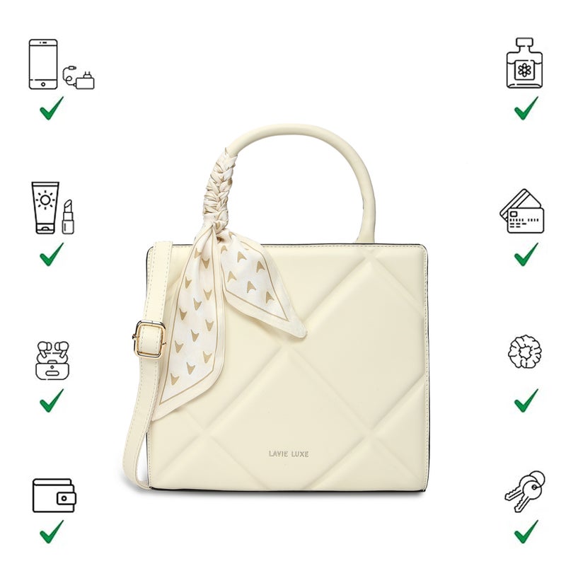 Lavie Luxe Women's  Quare25 Medium  Satchel (Off White) - Image 5