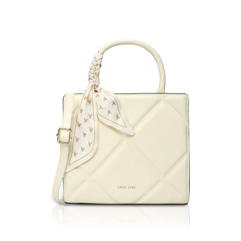 Luxe Women's  Quare25 Medium  Satchel (Off White)