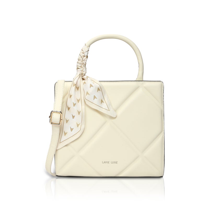 Lavie Luxe Women's  Quare25 Medium  Satchel (Off White) - Image 1