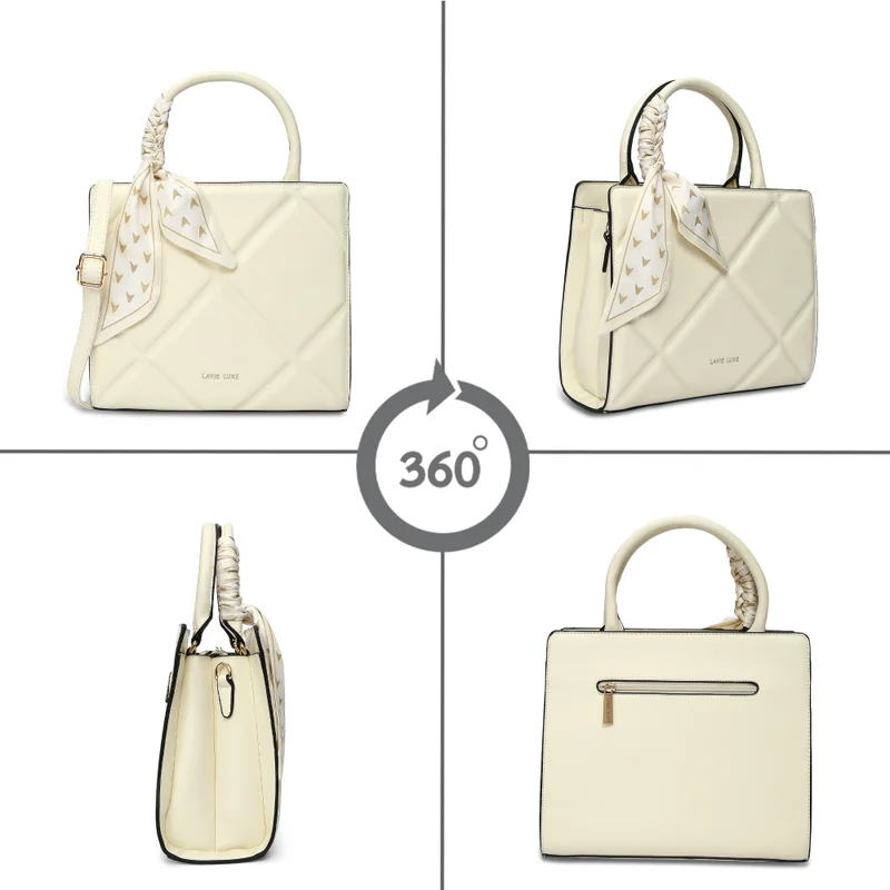 Lavie  Luxe Women's  Quare25 Medium  Satchel (Off White) for Women | Best Price UAE