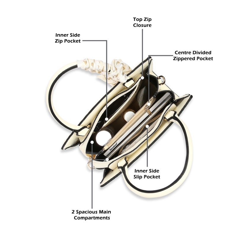 Lavie Luxe Women's  Quare25 Medium  Satchel (Off White) - Image 3
