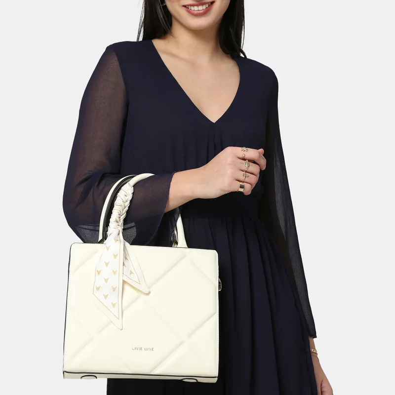 Lavie  Luxe Women's  Quare25 Medium  Satchel (Off White) for Women | Best Price UAE