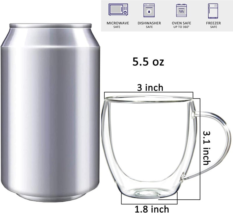 Youngever 2 Pack Glass Espresso Mugs, Double Wall Thermo Insulated Glass Coffee Cups, Glass Coffee Mugs, 5.5 Ounce (Tall) - Image 2