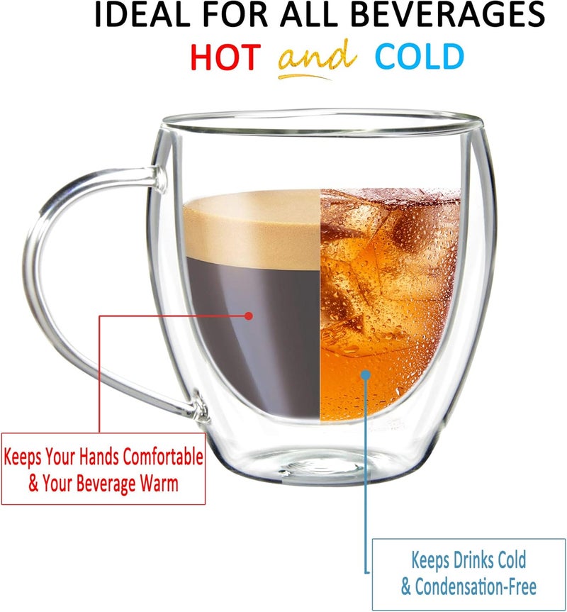 Youngever 2 Pack Glass Espresso Mugs, Double Wall Thermo Insulated Glass Coffee Cups, Glass Coffee Mugs, 5.5 Ounce (Tall) - Image 3
