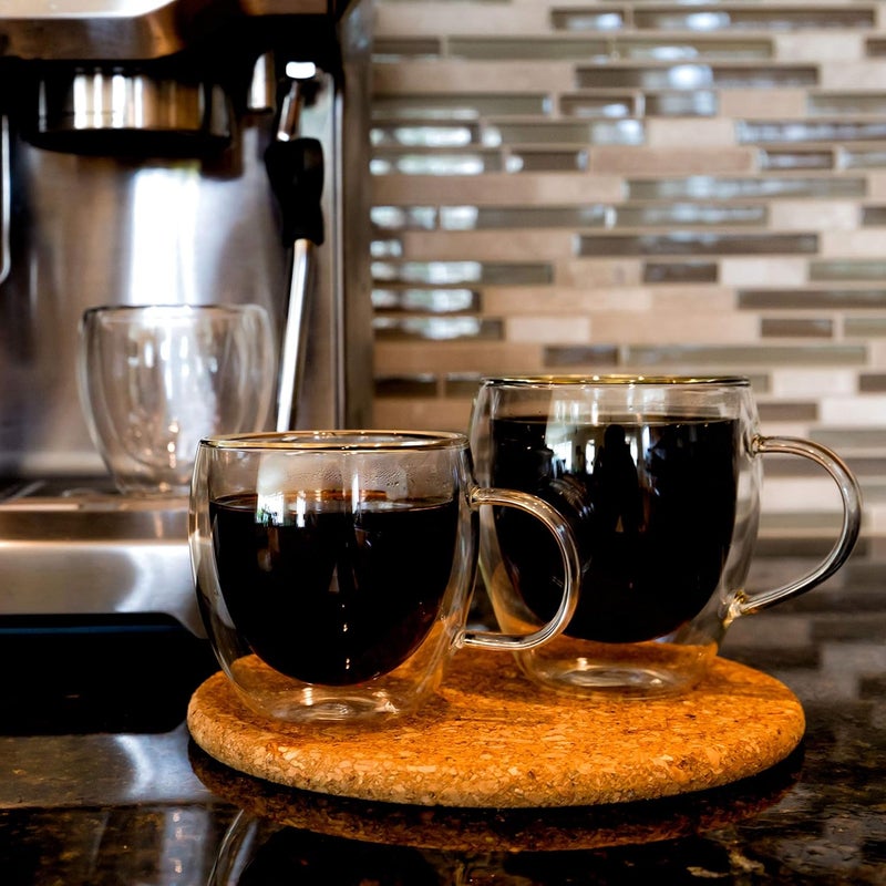 Youngever 2 Pack Glass Espresso Mugs, Double Wall Thermo Insulated Glass Coffee Cups, Glass Coffee Mugs, 5.5 Ounce (Tall) - Image 5