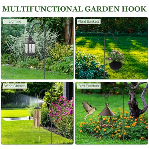 BESPORTBLE Shepherds Pole Outdoor Shepherds Hook Black 1Pack 275 Inch Garden Pole for Bird Feeder Plant Hanger Solar Light Hanger Pathway Patio Lawn Yard Wedding Decor Ornament Stake - Image 3