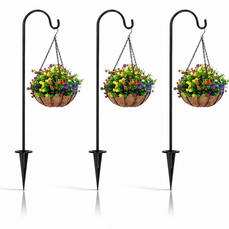 BESPORTBLE Shepherds Pole Outdoor Shepherds Hook Black 1Pack 275 Inch Garden Pole for Bird Feeder Plant Hanger Solar Light Hanger Pathway Patio Lawn Yard Wedding Decor Ornament Stake - Image 2