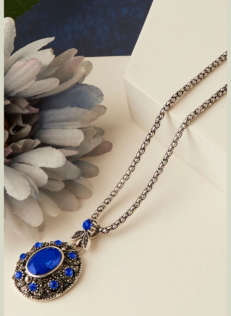 SOHI Silver Plated Designer Stone Necklace
