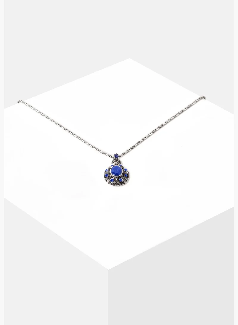 SOHI Silver Plated Designer Stone Necklace