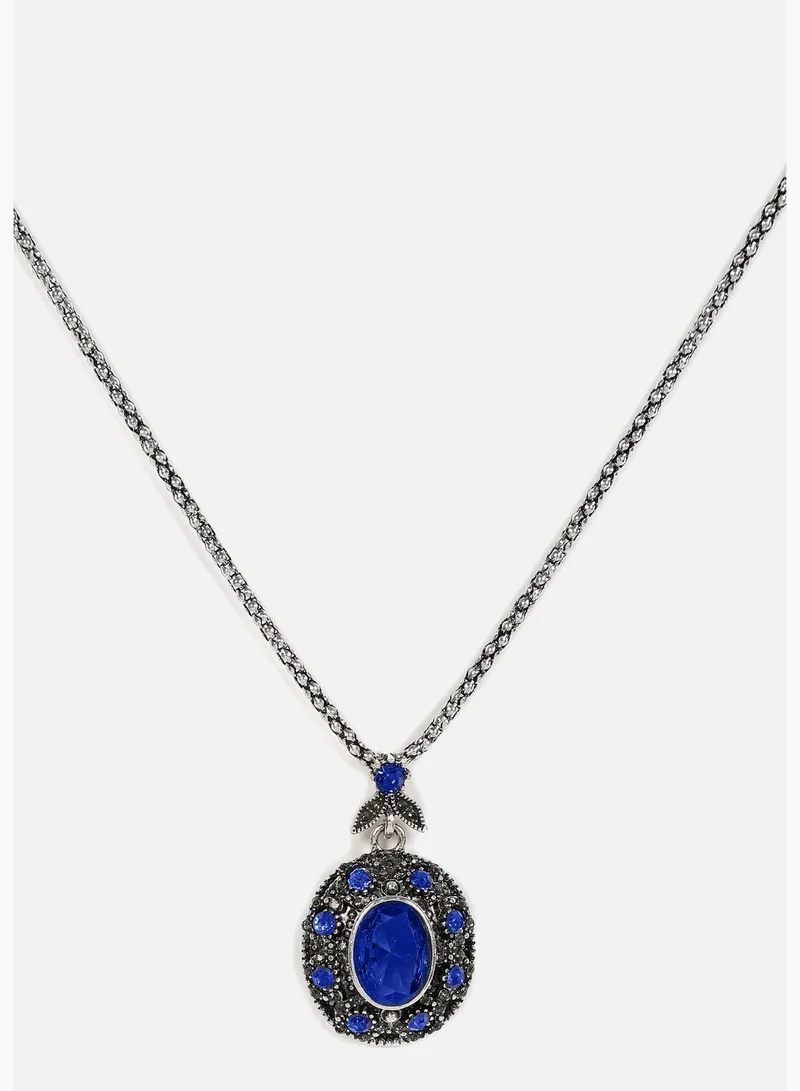 SOHI Silver Plated Designer Stone Necklace