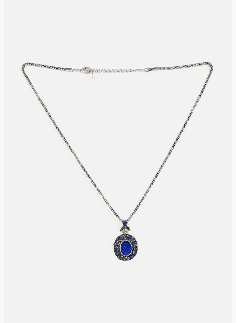 SOHI Silver Plated Designer Stone Necklace