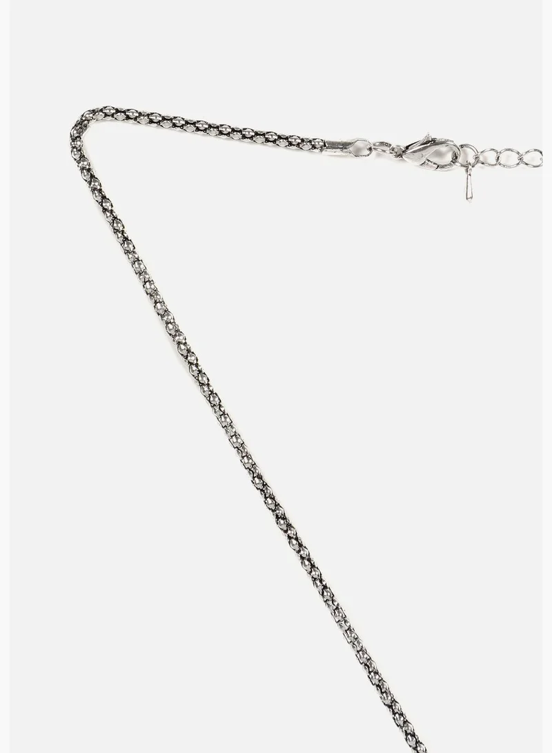 SOHI Silver Plated Designer Stone Necklace
