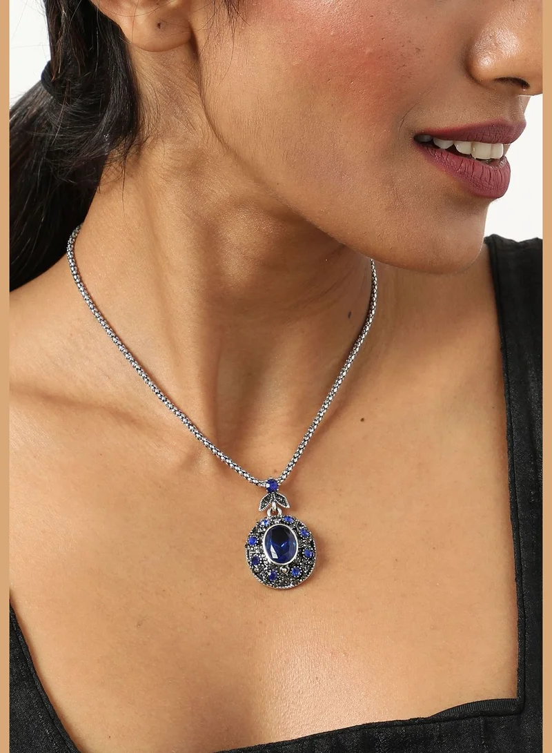 SOHI Silver Plated Designer Stone Necklace