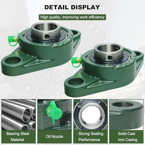 SACKORANGE 2 Pack UCFL205-16 Pillow Block Bearing, Flange Mount Ball Bearing Unit, 1" Bore, 2-Bolt Flange, Self Aligning Cast Iron Housing, Set Screw Locking Style Flange Pillow Block Bearing (UCFL205) - Image 4