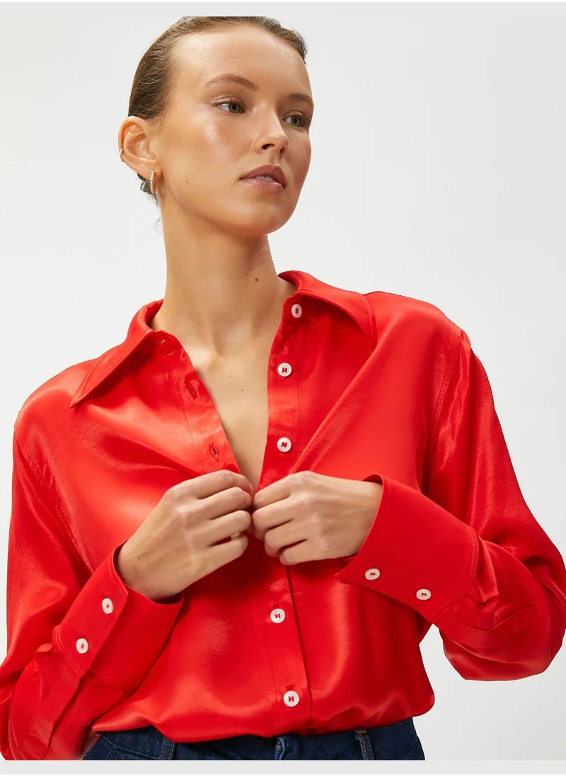KOTON Satin Long Sleeve Shirt