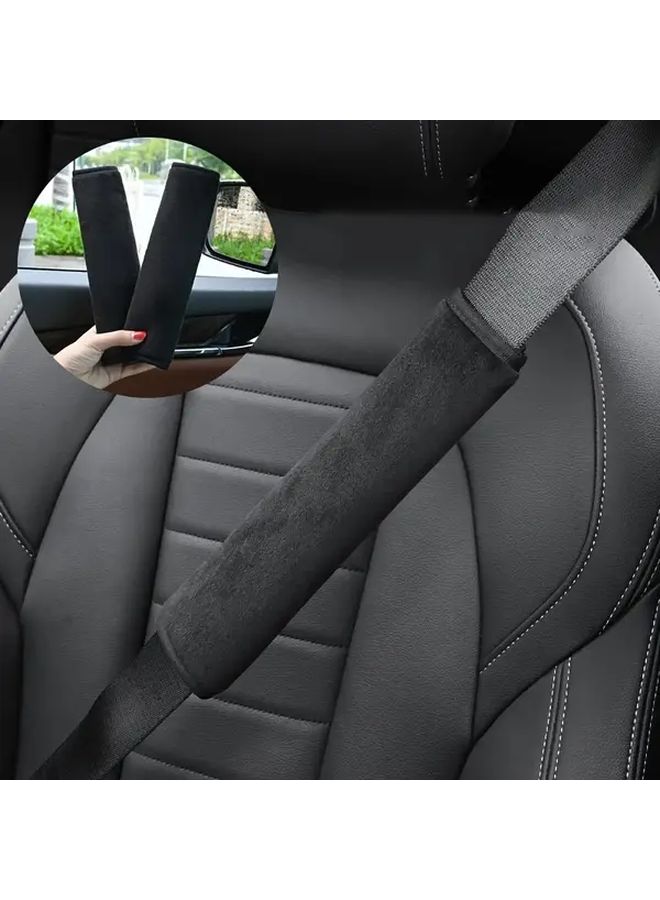 2pcs Car Seat Belt Shoulder Pads Breathable Ergonomic Design Black Cushion Cover For All Cars - Image 1