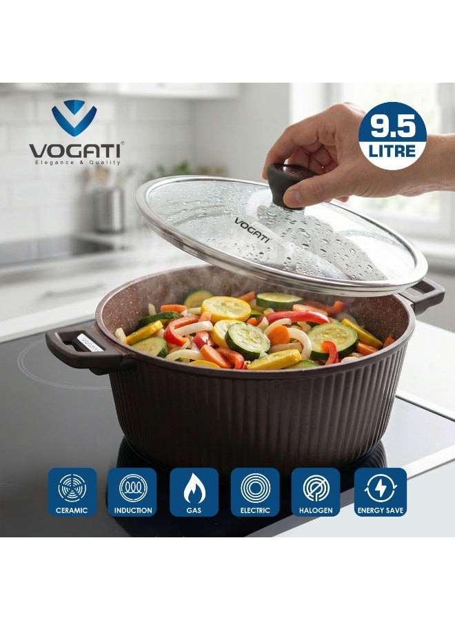فوجاتي طقم أواني طهي VOGATI MONACO SERIES مكون من 8 قطع، مطلي بالتيتانيوم والجرانيت، غير لاصق، مناسب للطهي بالحث - يتضمن قدر طهي 24/28/32 سم + قدر طهي ضحل 28 سم (خالي 100% من حمض البيرفلوروكتانويك) (بني) - Image 3