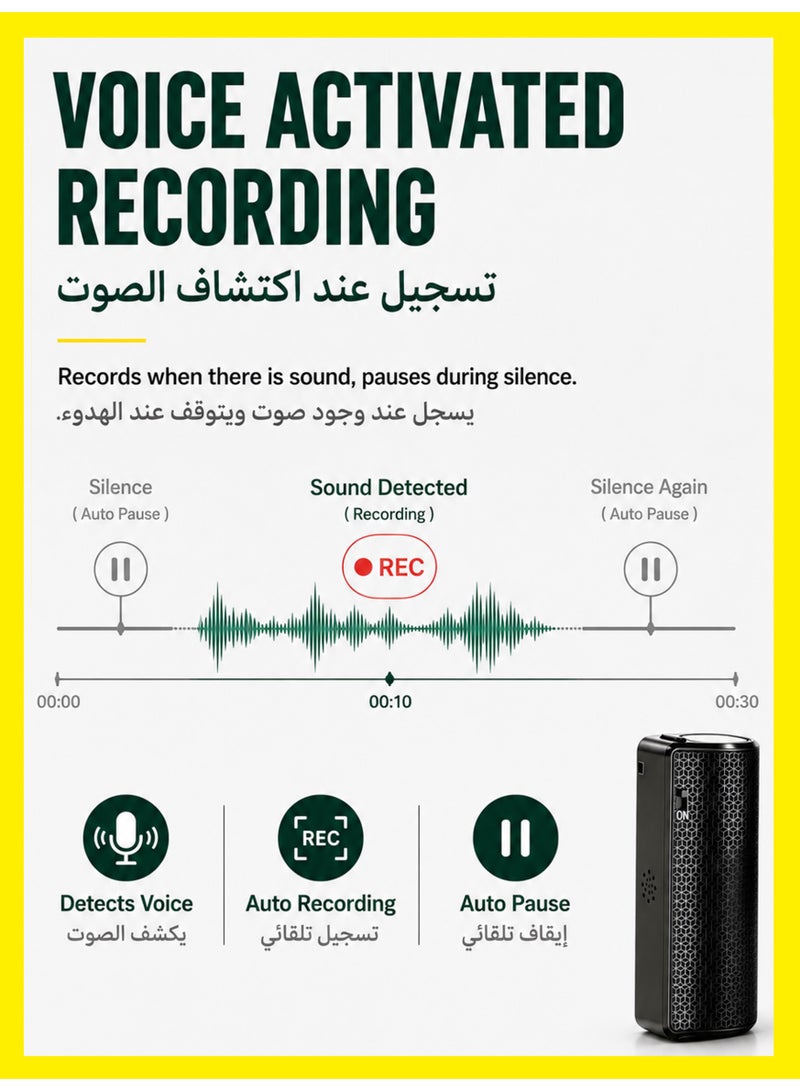 BASEMENT-1 64G Magnetic Voice Recorder with AI-Intelligent Triple Noise Reduction,25 Days Continuous Recording Device,Voice Activated Audio Recorder,Digital Voice Recorder for Meetings/Interviews/Classroom - Image 3