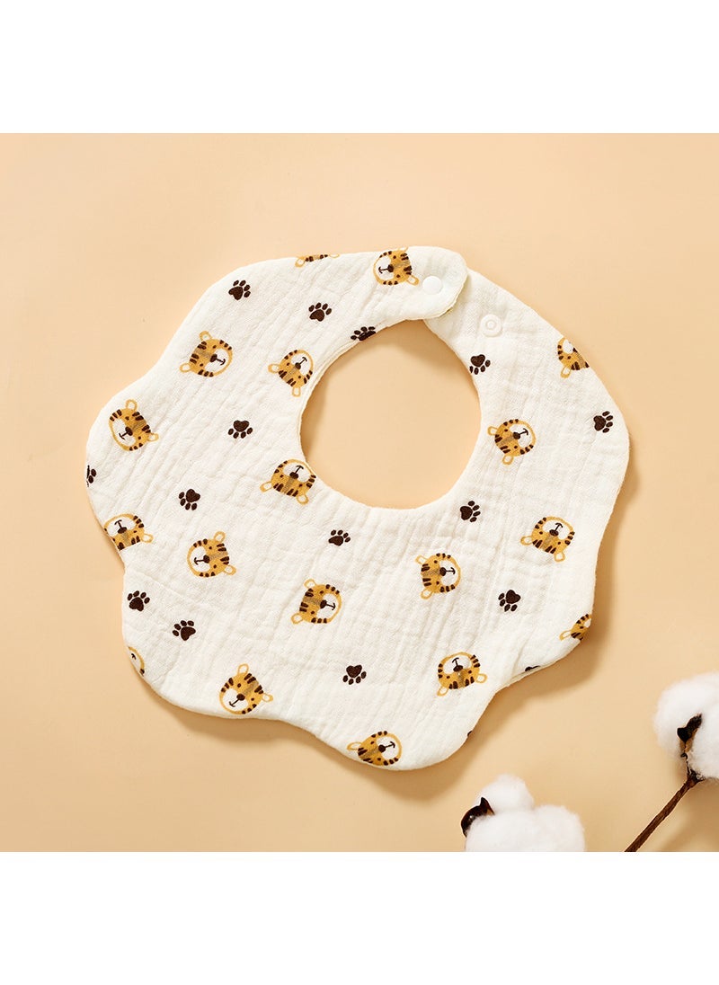 Pure Cotton Baby Bibs 360 Absorbent Soft Toddler Drool Scarf Little Tiger