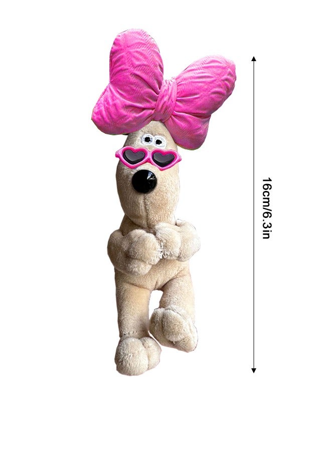 لعبة جرو لطيف محشو، دمية جرو، زخرفة قطب سيارة، زخرفة سيارة (القوس الوردي والزجاج) - Image 3