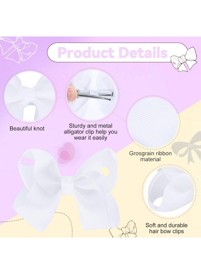 Cabaubl 4 Inch Hair Bows,20 Pieces Hair Bows for Girls,Grosgrain Ribbon Hair Bow with Alligator Clips,White Bows Hair Accessories for Toddlers Baby Girls Kids Teens - Image 3