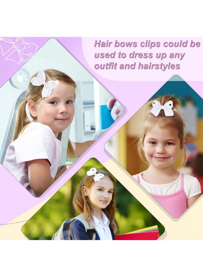 Cabaubl 4 Inch Hair Bows,20 Pieces Hair Bows for Girls,Grosgrain Ribbon Hair Bow with Alligator Clips,White Bows Hair Accessories for Toddlers Baby Girls Kids Teens - Image 5