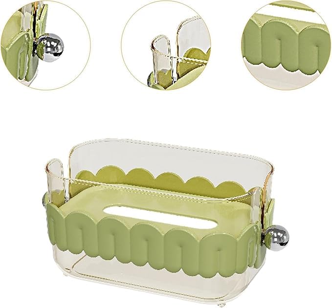 MAPPLE CREATION Adorable Tissue Box Cover Multi-Functional Tissue Box Universal Tissue Holder for Travel, Home, Office Napkin/Mask Holder, Car Tissue Paper Holder (Green) - Image 2