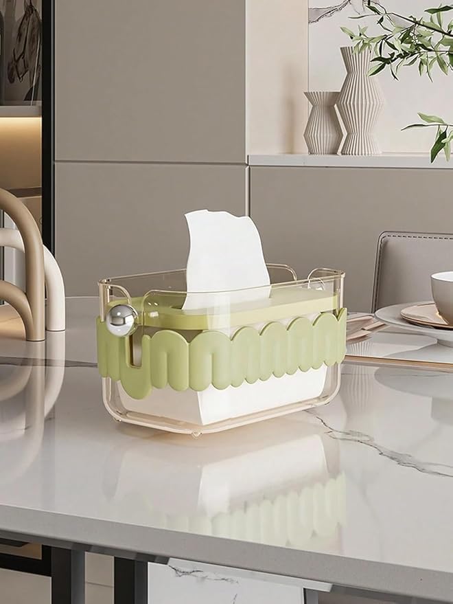 MAPPLE CREATION Adorable Tissue Box Cover Multi-Functional Tissue Box Universal Tissue Holder for Travel, Home, Office Napkin/Mask Holder, Car Tissue Paper Holder (Green) - Image 1
