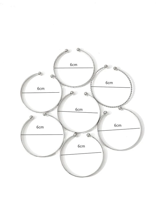 Take Two Take Two Set of 7 - Hammered Textured Cuff Bracelets