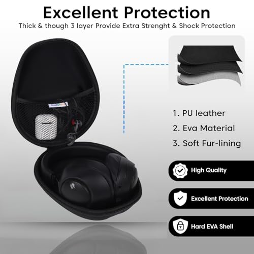 Stealodeal Hard Shell Oxford Storage Case Box for Over The Ear Headphones - Image 3