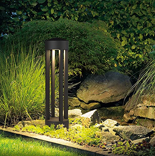 CITRA Led 600MM Grey Round Cage Body Bollard Outdoor Garden Park Driveway Light - Warm White , Metal - Image 1